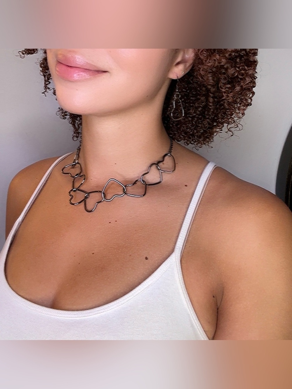 Gray Heart Choker Necklace